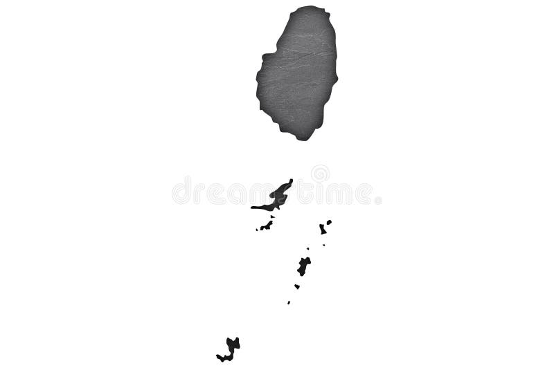 Map of Saint Vincent and the Grenadines on dark slate vector illustration