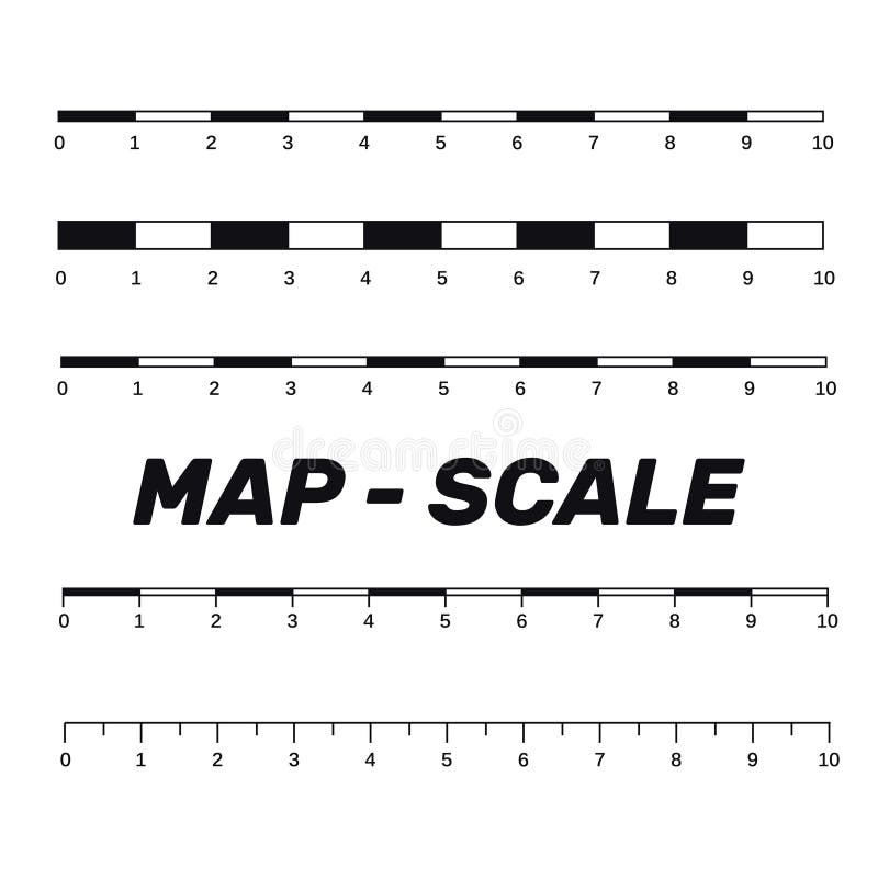 Map Scales Graphics for Measuring Distances. Scale Measure Map V Stock Illustration 