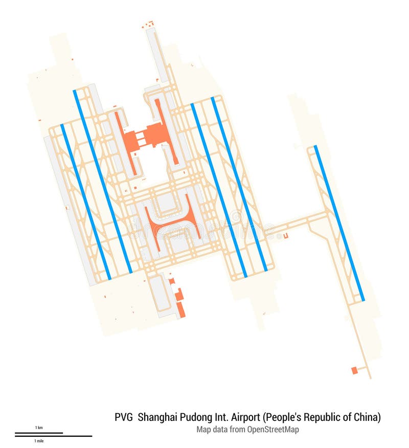 map-of-shanghai-pudong-international-airport-iata-code-pvg-stock