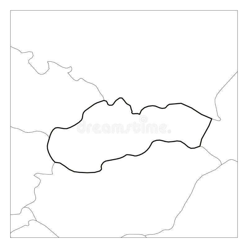 Map of Slovakia Black Thick Outline Highlighted with Neighbor Countries ...