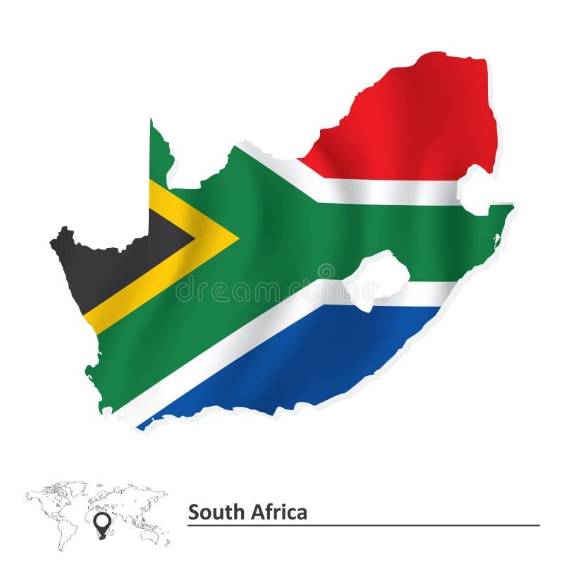 Map of South Africa with Flag Stock Vector - Illustration of flag, icon ...