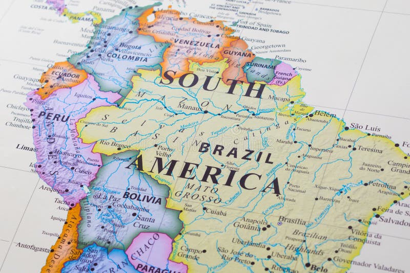 Map of South America stock photos