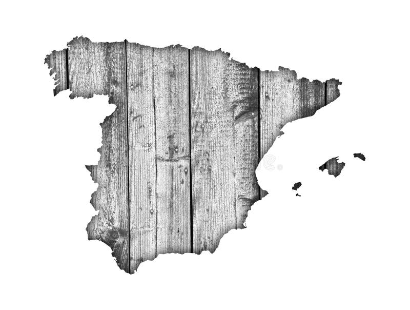 Map of Spain on Weathered Wood Stock Illustration Illustration of