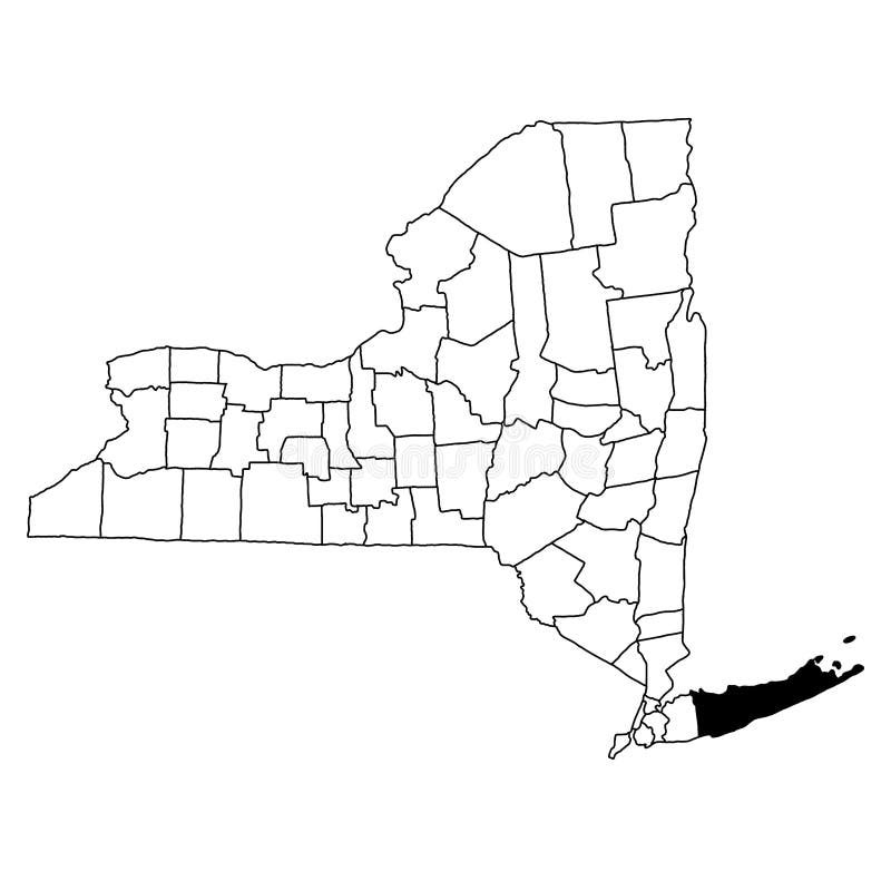 Map of Suffolk County in New York State on White Background. Single