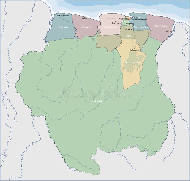 Territory Of Suriname On South America Continent. White Background ...