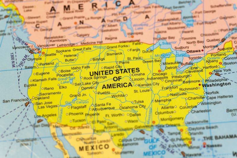 United States of America on the map. Close up and selective focus photography. Travel concept image. royalty free stock image