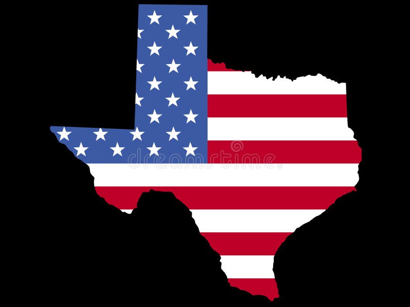 Map of Texas with flag stock illustration