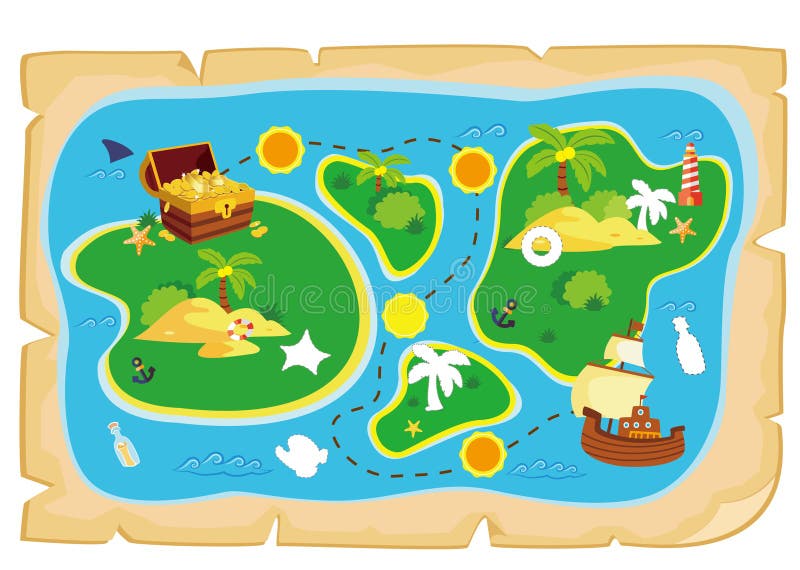 Map of treasure island stock illustration. Illustration of adventure -  122249231