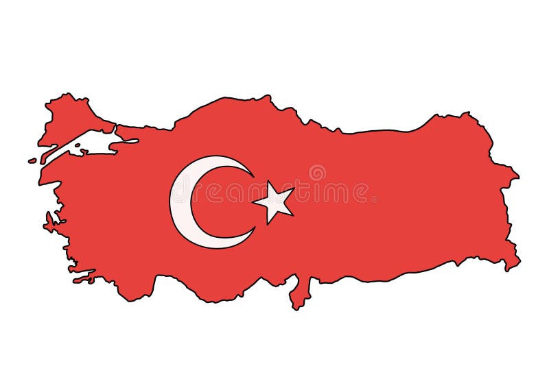 Map of Turkey Country with National Emblem. Stock Vector Illustration