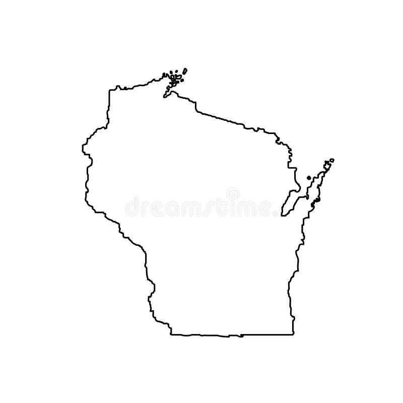 Map of the U. S. state of Wisconsin vector illustration