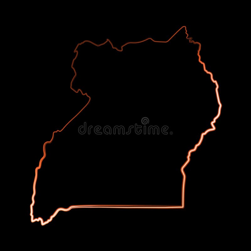 Map of Uganda with Neon Effect. Stock Vector Illustration of abstract