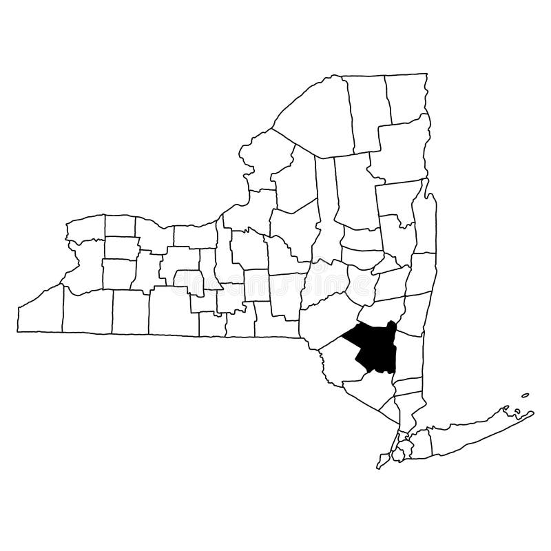 Map of Ulster County in New York State on White Background. Single