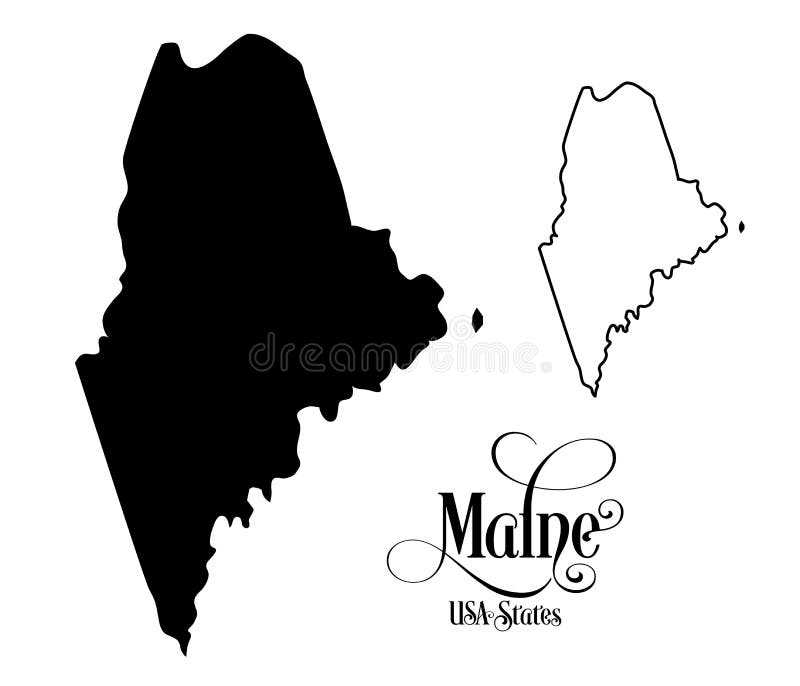 Map of The United States of America USA State of Maine - Illustration on White Background stock illustration Map of The United States of America USA State of Maine - Illustration on White Background stock illustration
