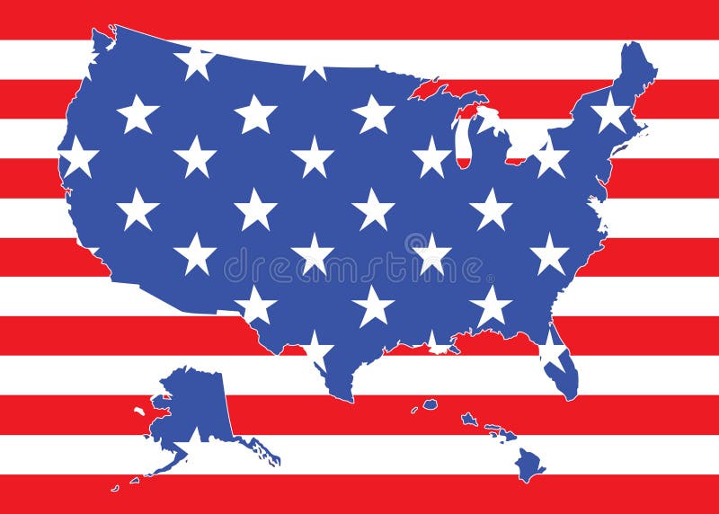 Map of US with flag stock illustration