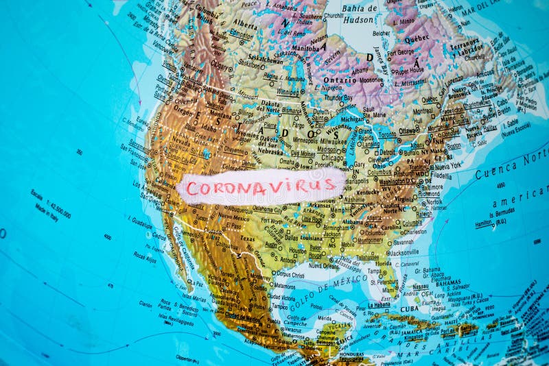 Map of USA coronavirus contagion epidemic threat. COVID19 contagion in USA. Planetary image. Globe view from space royalty free stock photos