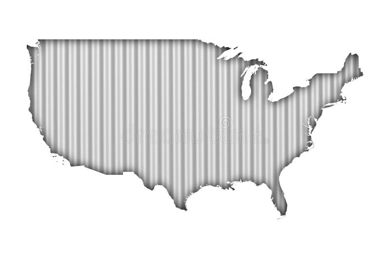 Map of the USA on Corrugated Iron Stock Illustration Illustration of