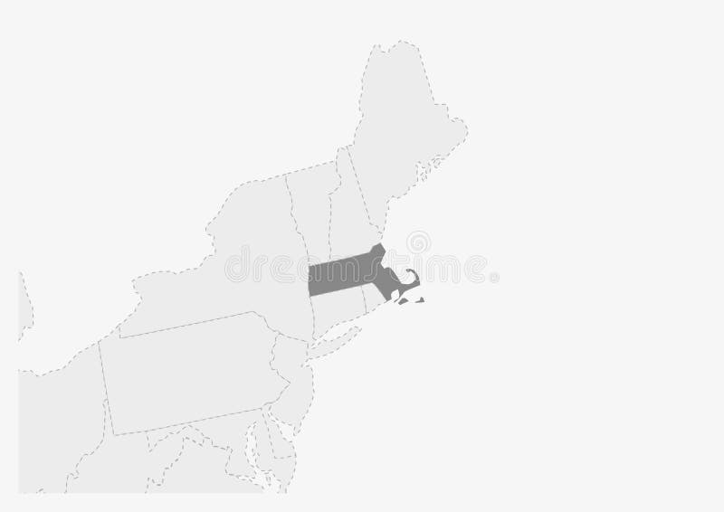 black and white political map of massachusetts