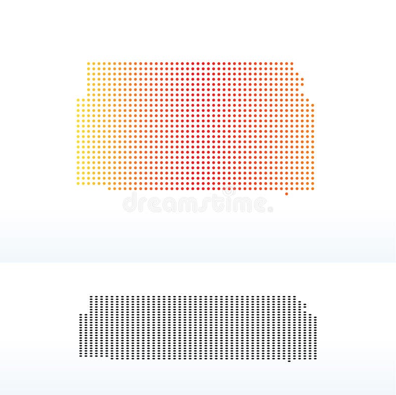 Map of USA Kansas State with Dot Pattern vector illustration