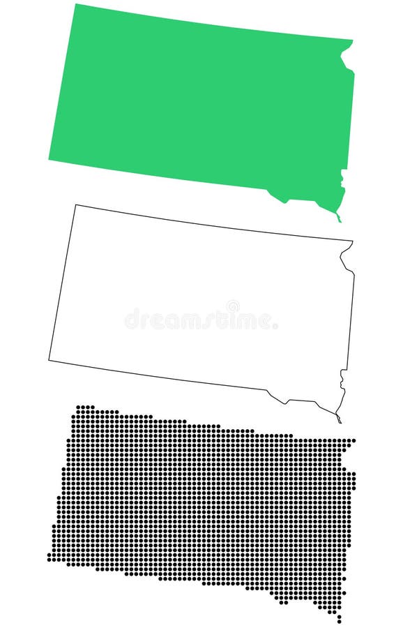 Map USA States South Dakota Outline Dots stock illustration