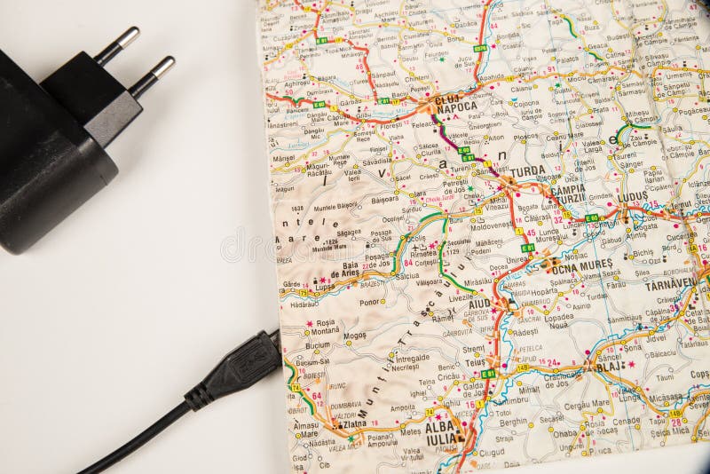 Map with USB cable stock image. Image of conceptual 137406017