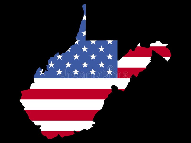 Map of West Virginia with flag vector illustration