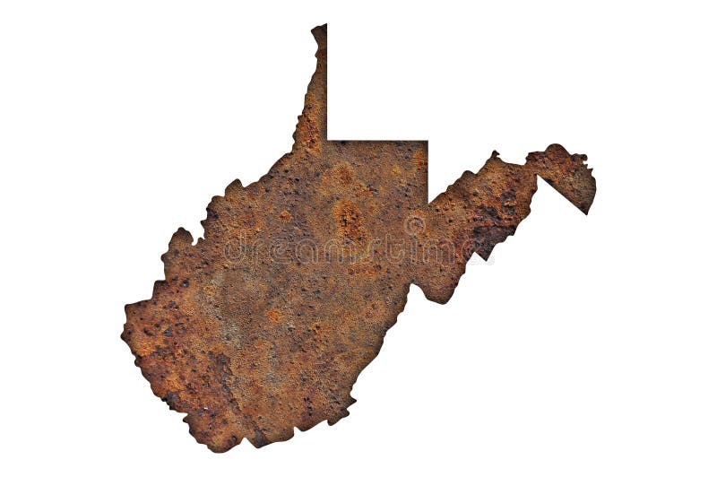 Map of West Virginia on rusty metal