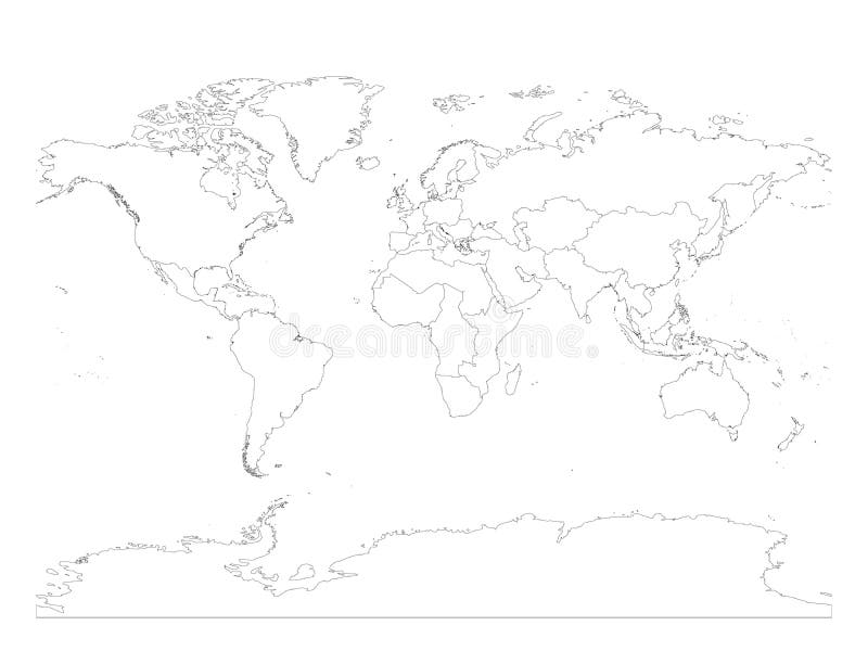 World Map Divided into Six Continents. Each Continent in Different ...