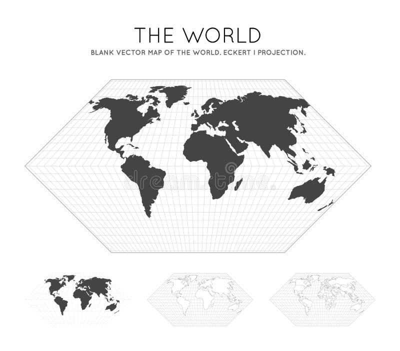 Map of The World. Eckert I projection. vector illustration