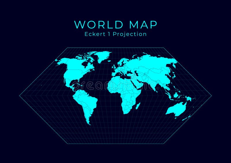 Map of The World. Eckert I projection. vector illustration