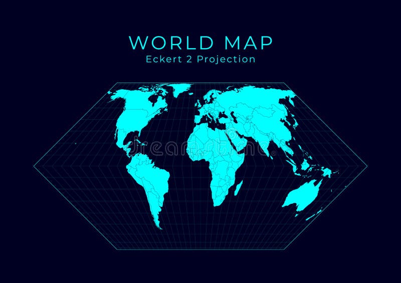 Map of The World. Eckert II projection. royalty free illustration