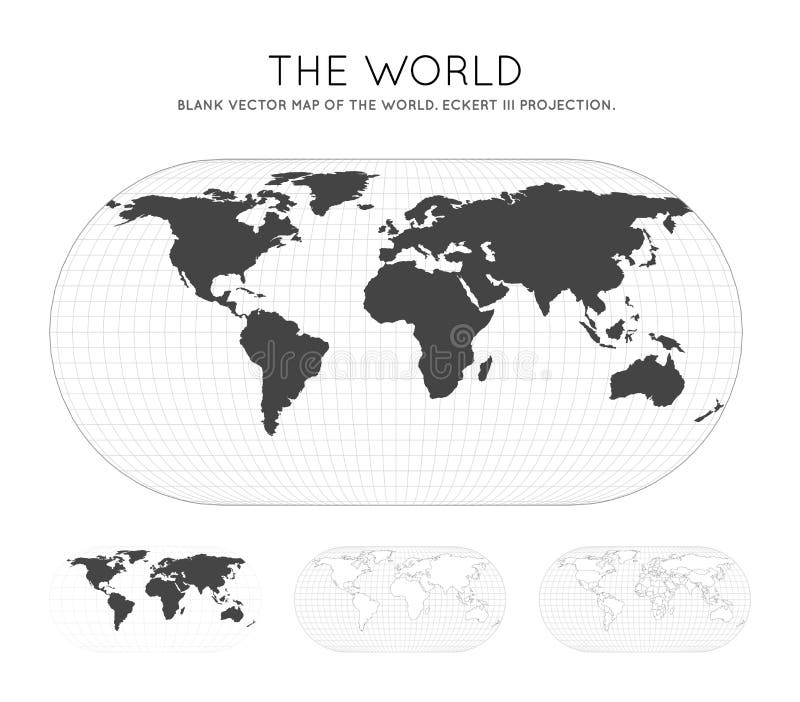 Map of The World. Eckert III projection. stock illustration