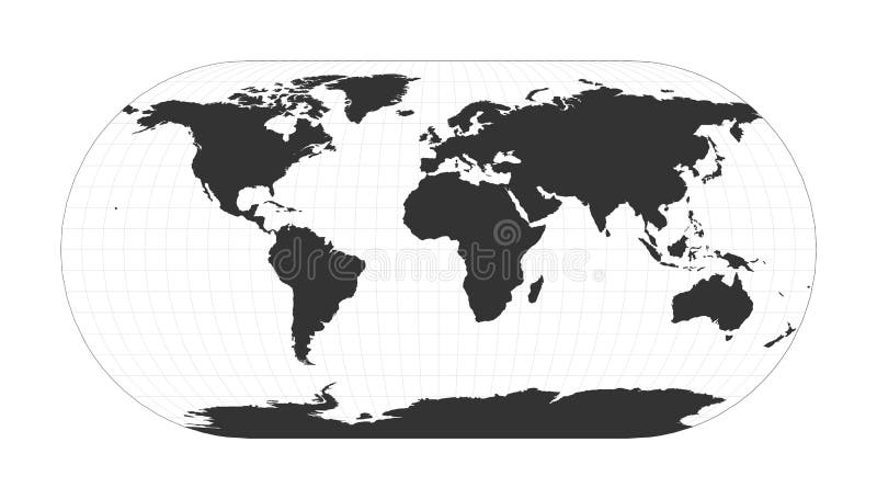 Map of The World. Eckert III projection. stock illustration
