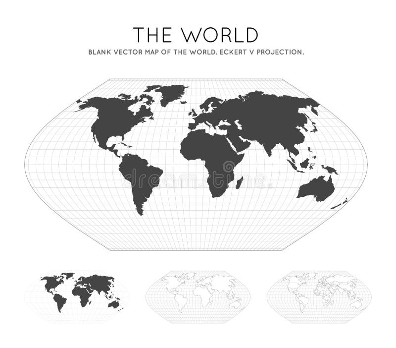 Map of The World. Eckert V projection. stock illustration