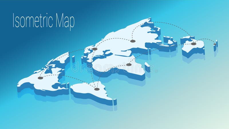 Map world isometric concept. 3d flat illustration