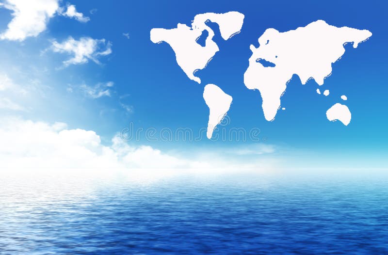 A map of the world on the sea