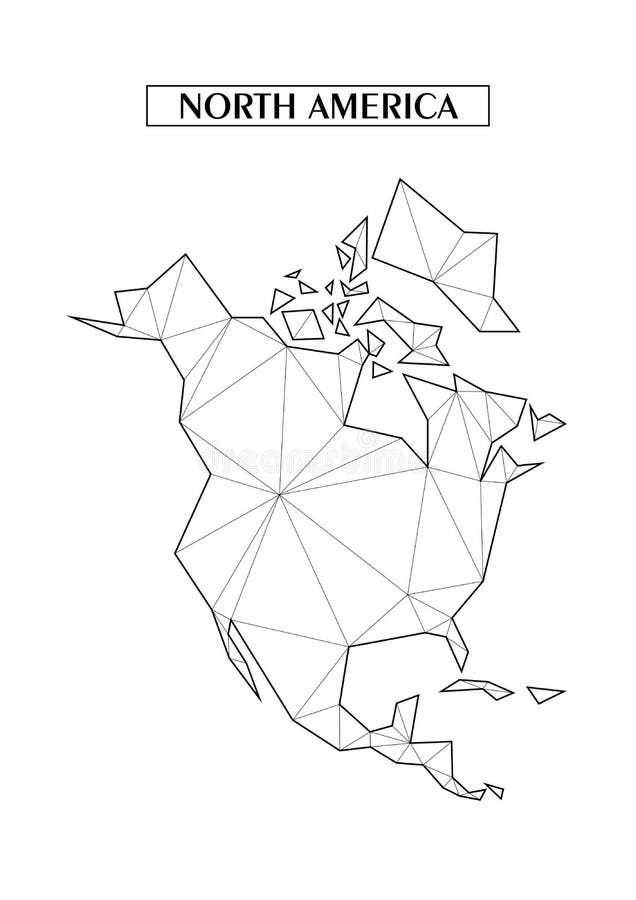 Mapa abstrato poligonal de America do Norte com as formas triangulares conectadas formadas das linhas Bom cartaz para a parede em ilustração stock Mapa abstrato poligonal de America do Norte com as formas triangulares conectadas formadas das linhas Bom cartaz para a parede em ilustração stock
