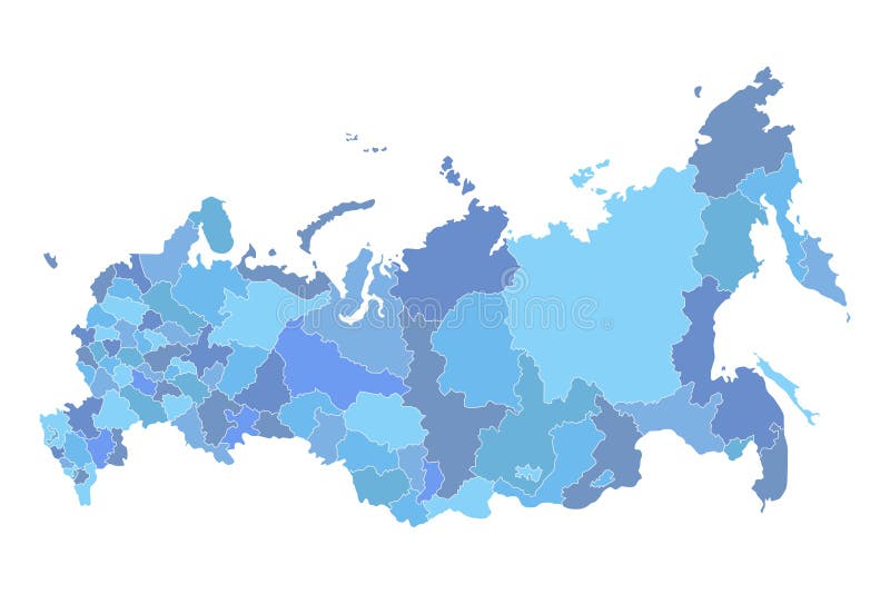 Federação Russa Detalhada Mapa Político - Arte vetorial de stock e