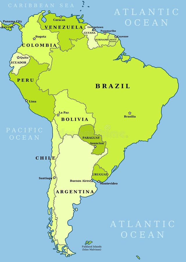 Mapa administrativo de Suramérica