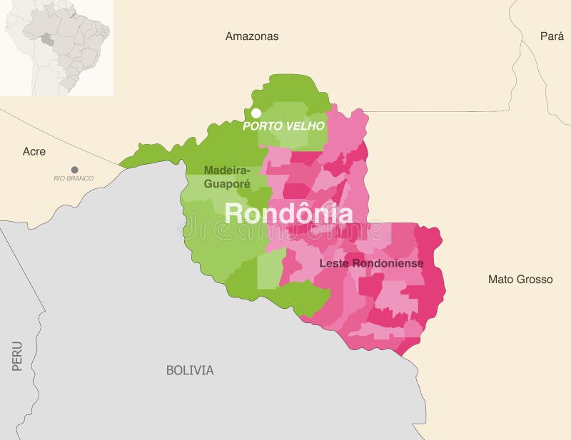 Rondonia mapa estado do brasil ilustração vetorial