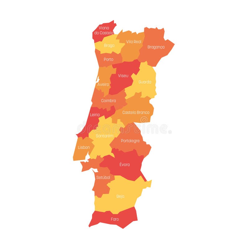 Divis?es Administrativas Do Mapa De Portugal Ilustração do Vetor -  Ilustração de cartografia, naturalizado: 145582107