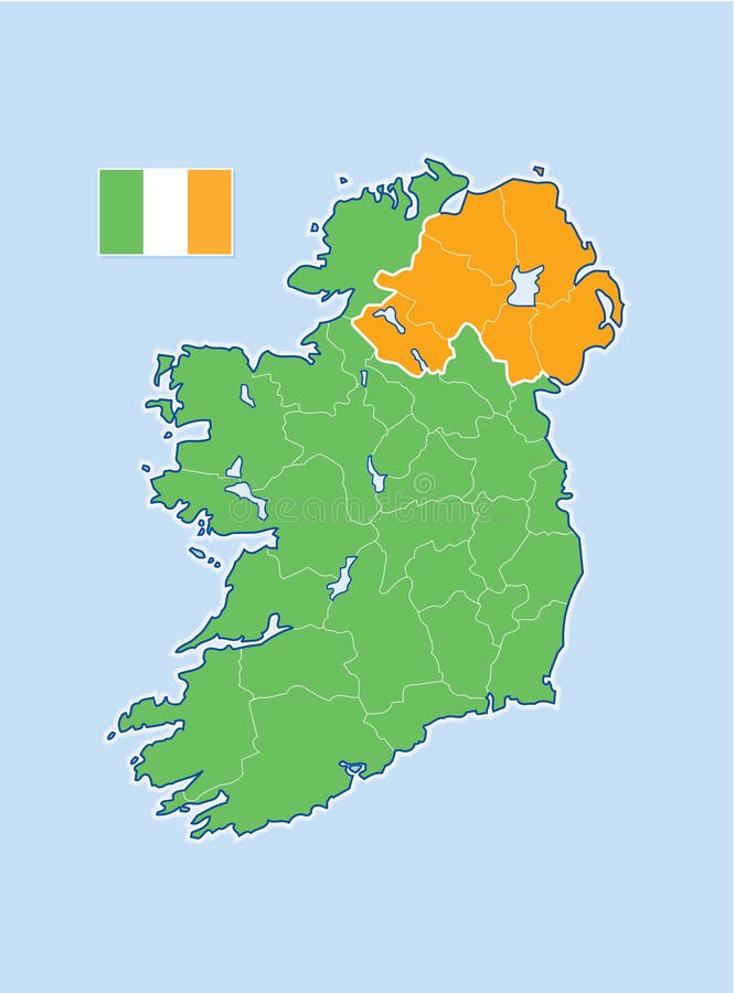 Mapa & condados de Ireland ilustração royalty free Mapa & condados de Ireland ilustração royalty free