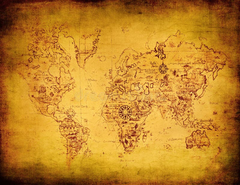 Mapa antigo do mundo ilustração stock. Ilustração de global - 5456505