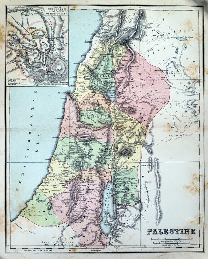 Mapa antiguo de Palestina