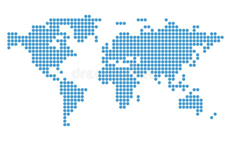 Mapa azul abstrato do mundo com círculos ilustração do vetor Mapa azul abstrato do mundo com círculos ilustração do vetor