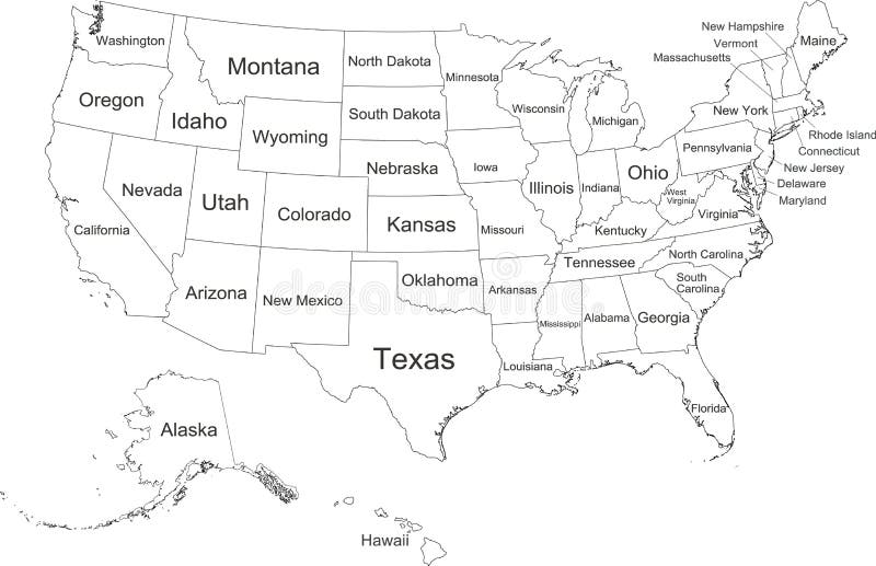 Mapa Blanco Federal De Los Estados Unidos De América Ilustración del Vector  - Ilustración de negro, americano: 202006586
