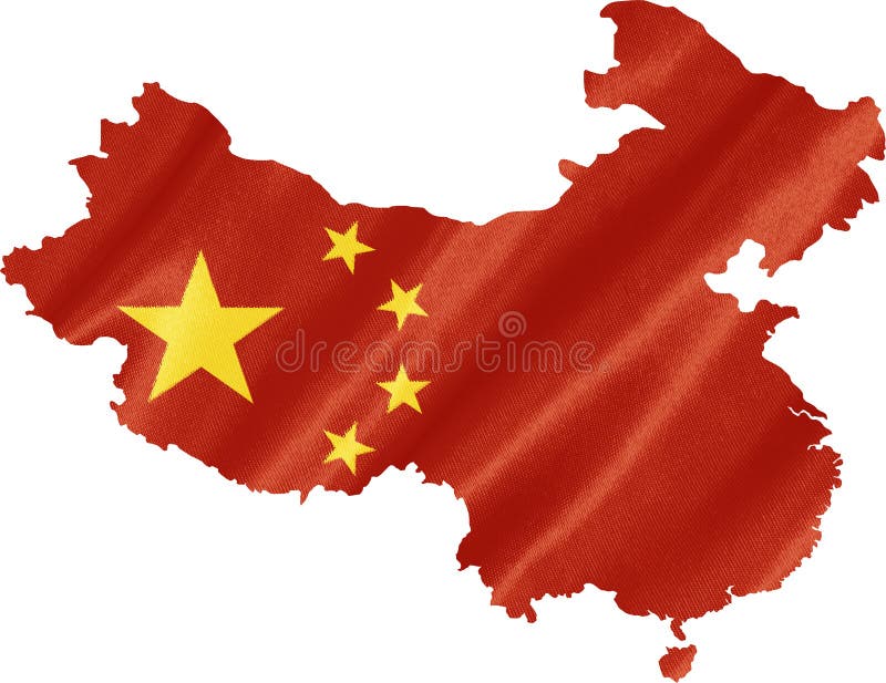 Mapa Chiny z flaga zdjęcia stock Mapa Chiny z flaga zdjęcia stock