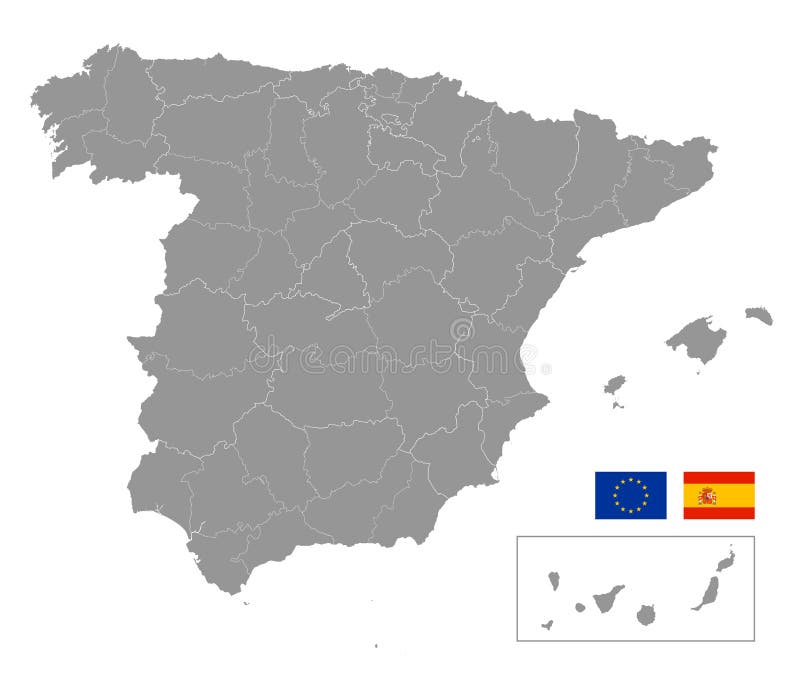 Mapa Da Espanha Em Um Mapa Do Mundo Com O Ponteiro Da Bandeira E Do