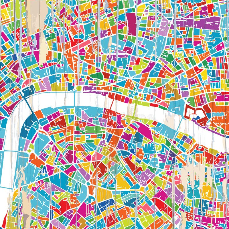 Mapa colorido de Londres stock de ilustración Mapa colorido de Londres stock de ilustración