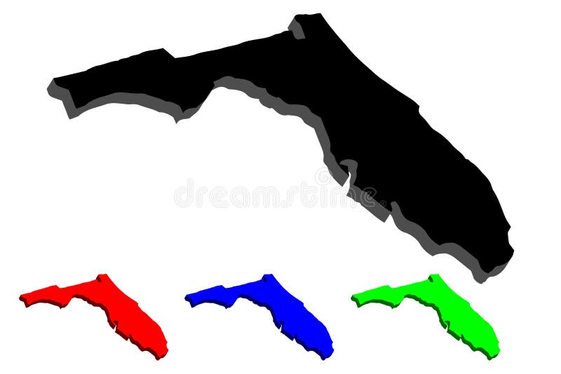 mapa 3D de Florida ilustração do vetor mapa 3D de Florida ilustração do vetor
