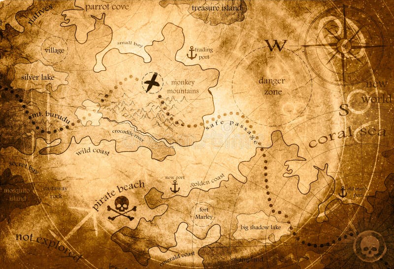 Mapa do tesouro ilustração stock. Ilustração de pirata - 83423695